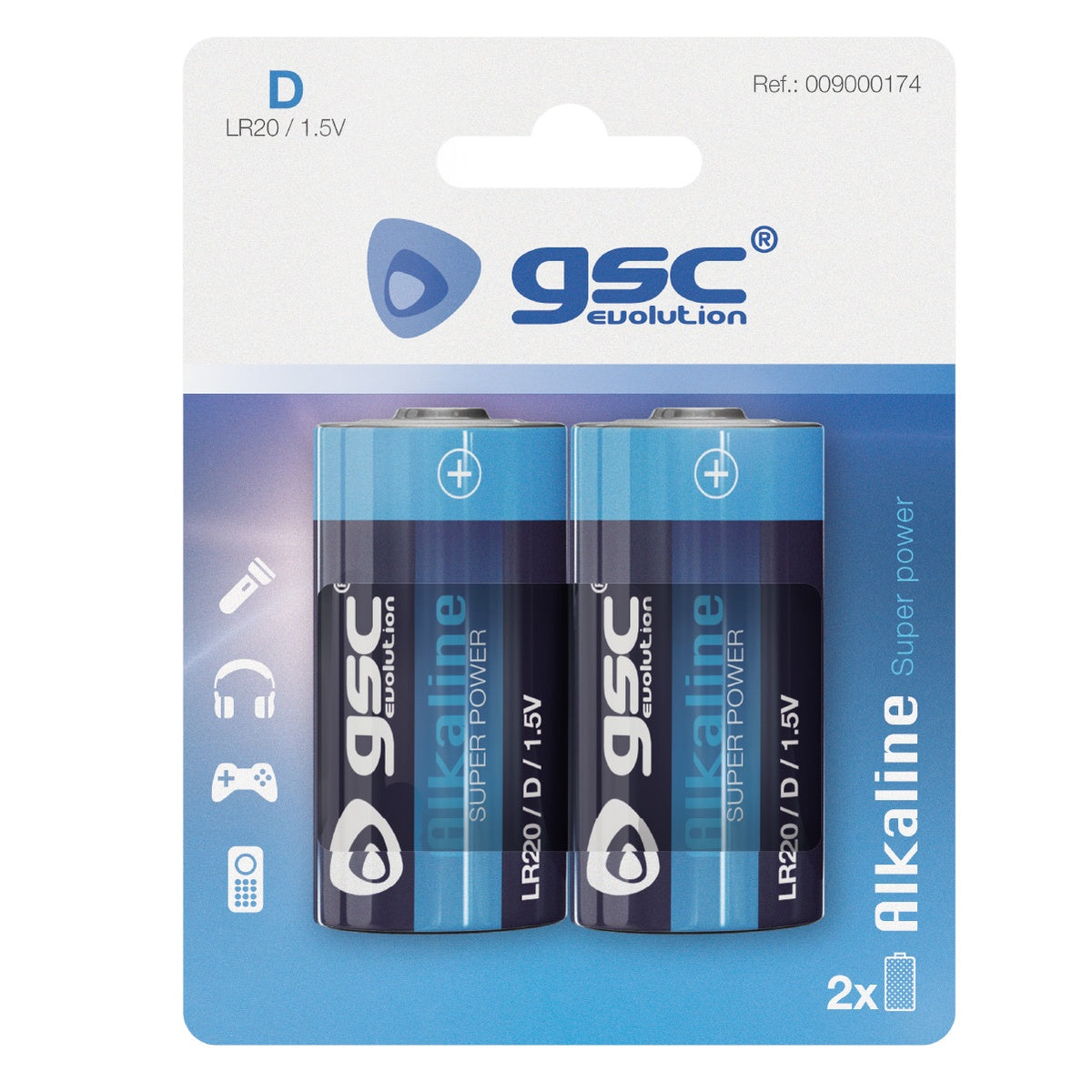 GSC evolution alkaline LR20 (D) šarminės baterijos, 2 vnt./lizdinėje pakuotėje, 009000174