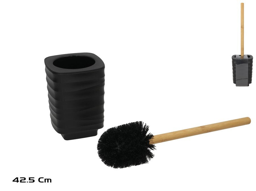 Tualeto šepečio laikiklis su juoda bambukine rankena, 42.5 cm, 11.00 x 11.00 x 42.50, BATH&GO