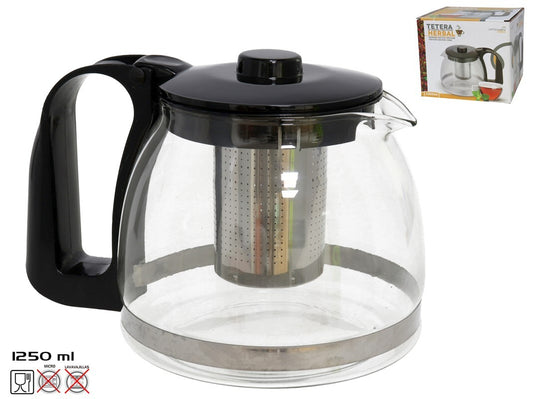 Stiklinis arbatinukas su filtru 1250 ml, žolelių arbatai, 13 × 14 × 19 cm, KITCHEN&GO