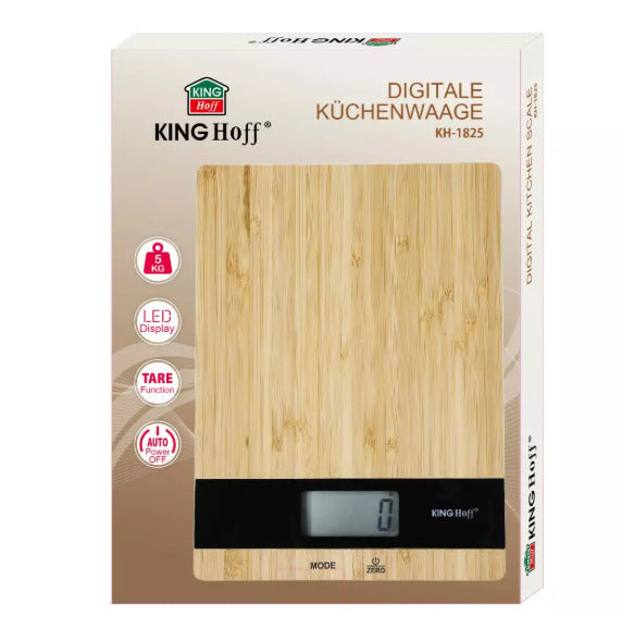 Bambukinės virtuvinės svarstyklės, 5kg, 2 x 1.5V AAA baterijos, KH 1825, KINGHoff