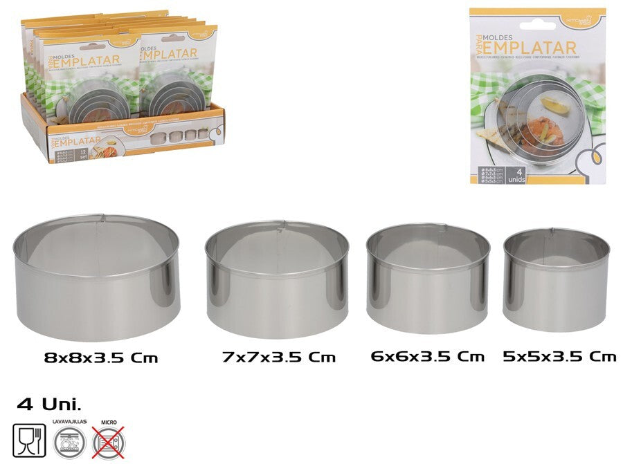 4 vnt. serviravimo formų rinkinys 3,5 x 8 x 8 cm, KITCHEN&GO