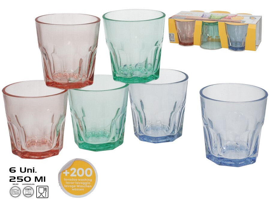 Stiklinės (6 vnt.) 250 ml, 8,5 x 8,3 x 8,3 cm, KITCHEN&GO