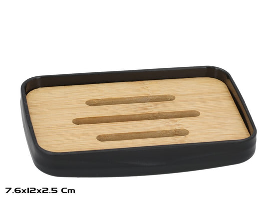 Bambukinė muilinė, juoda, 7.60 x 12.00 x 2.50, BATH&GO