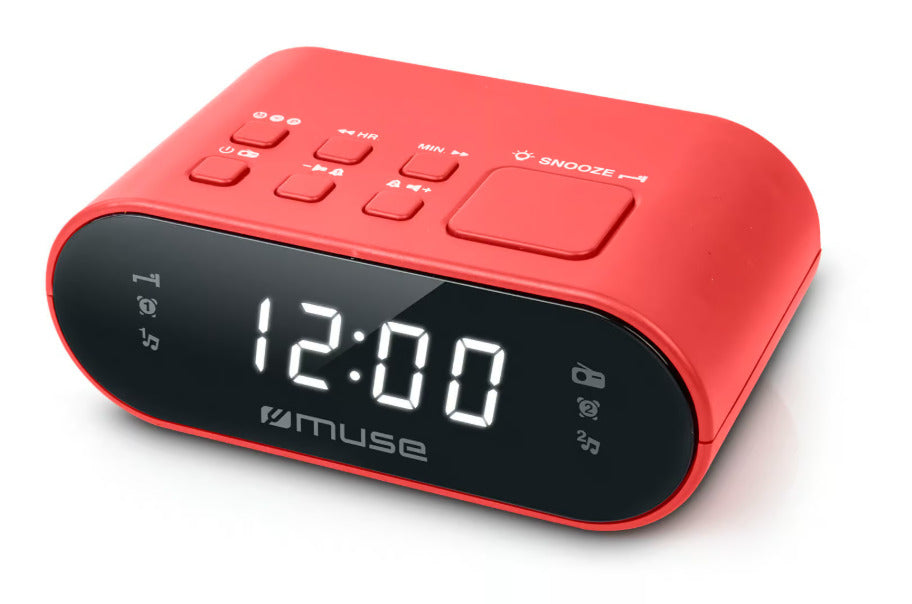 Dviejų žadintuvų laikrodinis radijas PLL, 3 V, M 10 RED, MUSE