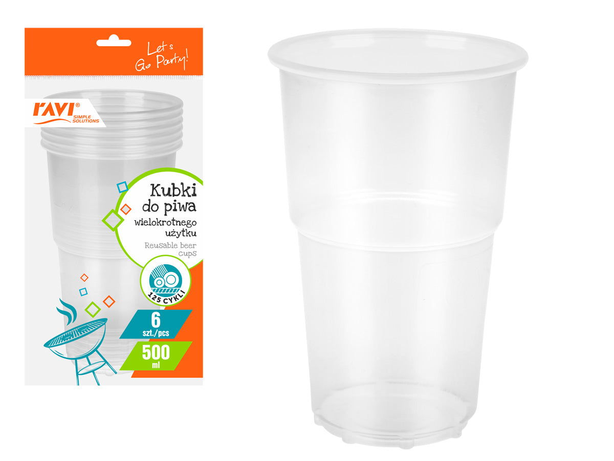 Daugkartiniai alaus puodeliai, 500 ml, 6 vnt., 17.5 x 6.5 x 31, 70263, Simple Solution