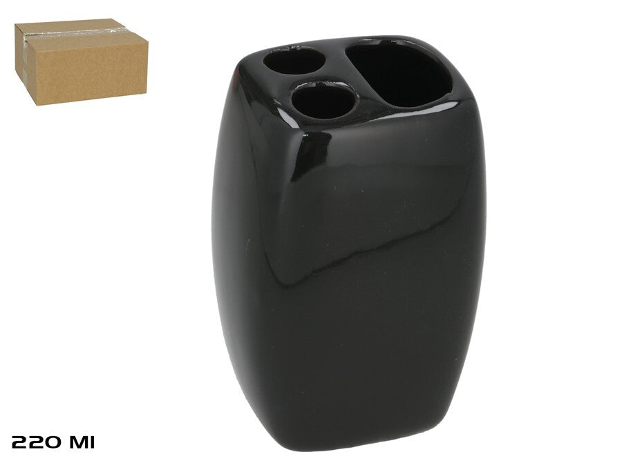 Keraminis dantų šepetėlių laikiklis, 220 ml, juodas, 5.00 x 6.00 x 11.00, BATH&GO