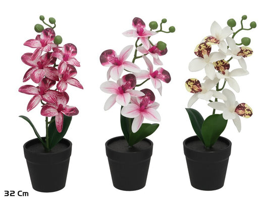 Dirbtinė orchidėja vazone 32 cm, 8,5x8,5x28 cm, LITO