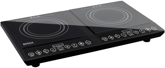Dviejų žiedų keraminė indukcinė kaitlentė BROCK HP 4013, galia 2000W+2000W