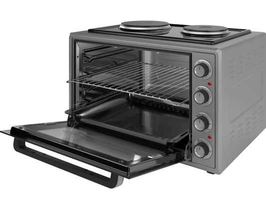 Elektrinė orkaitė su kaitlentėmis, 70L, 2000W, kaitlentės 1000+1500W, pilka, 70552, ELITE