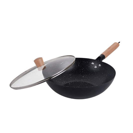 Wok keptuvė su dangčiu, juodo marmuro, Ø30 cm × aukštis apie 9 cm, KH 1984, Kinghoff
