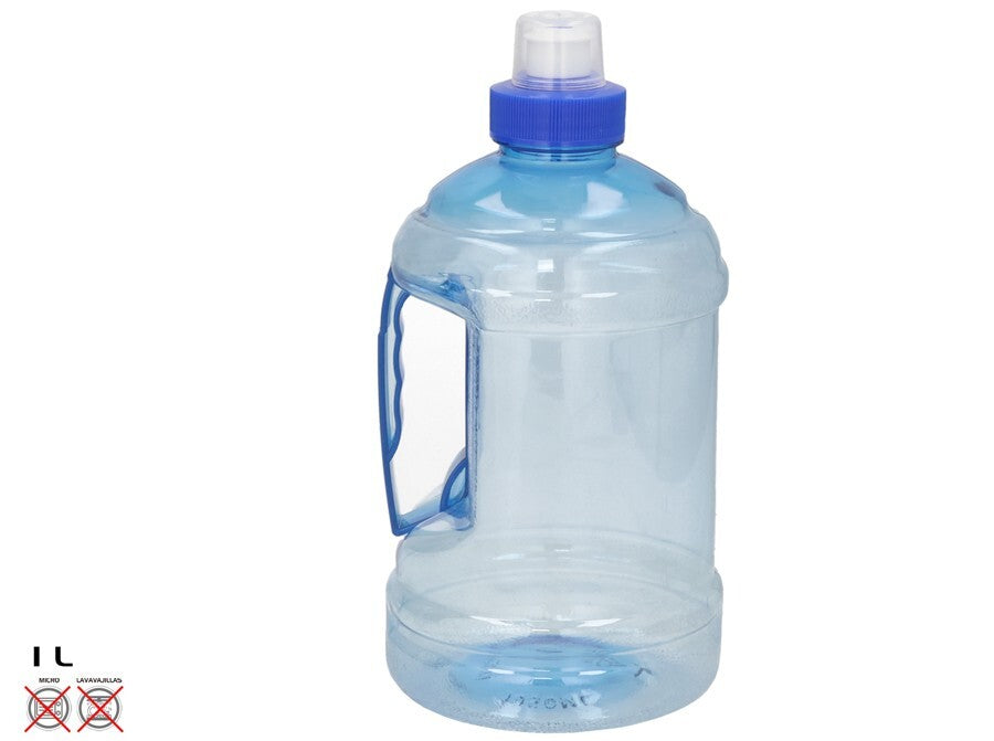 Mėlynas vandens butelis 1 l su PET dangteliu, 10x10x21 cm, SUMMER ENJOY
