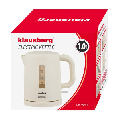 Elektrinis kelioninis virdulys, kreminis, 1100W, 1L, KB 9047, Klausberg