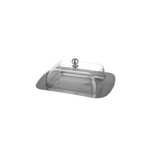 Kvadratinė sviesto indas su plastikiniu dangteliu – nerūdijantis plienas, 19 cm x 12 cm x 7 cm,KH 4