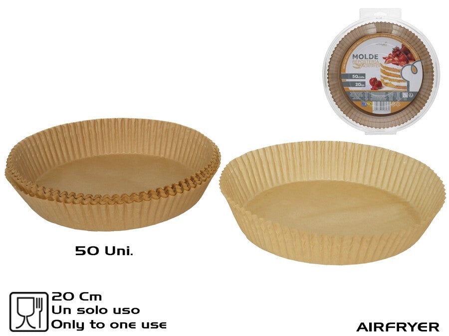 Karšto oro gruzdintuvės popierinė kepimo forma 20 cm (50 vnt.), 5 x 23 x 23 cm, KITCHEN&GO