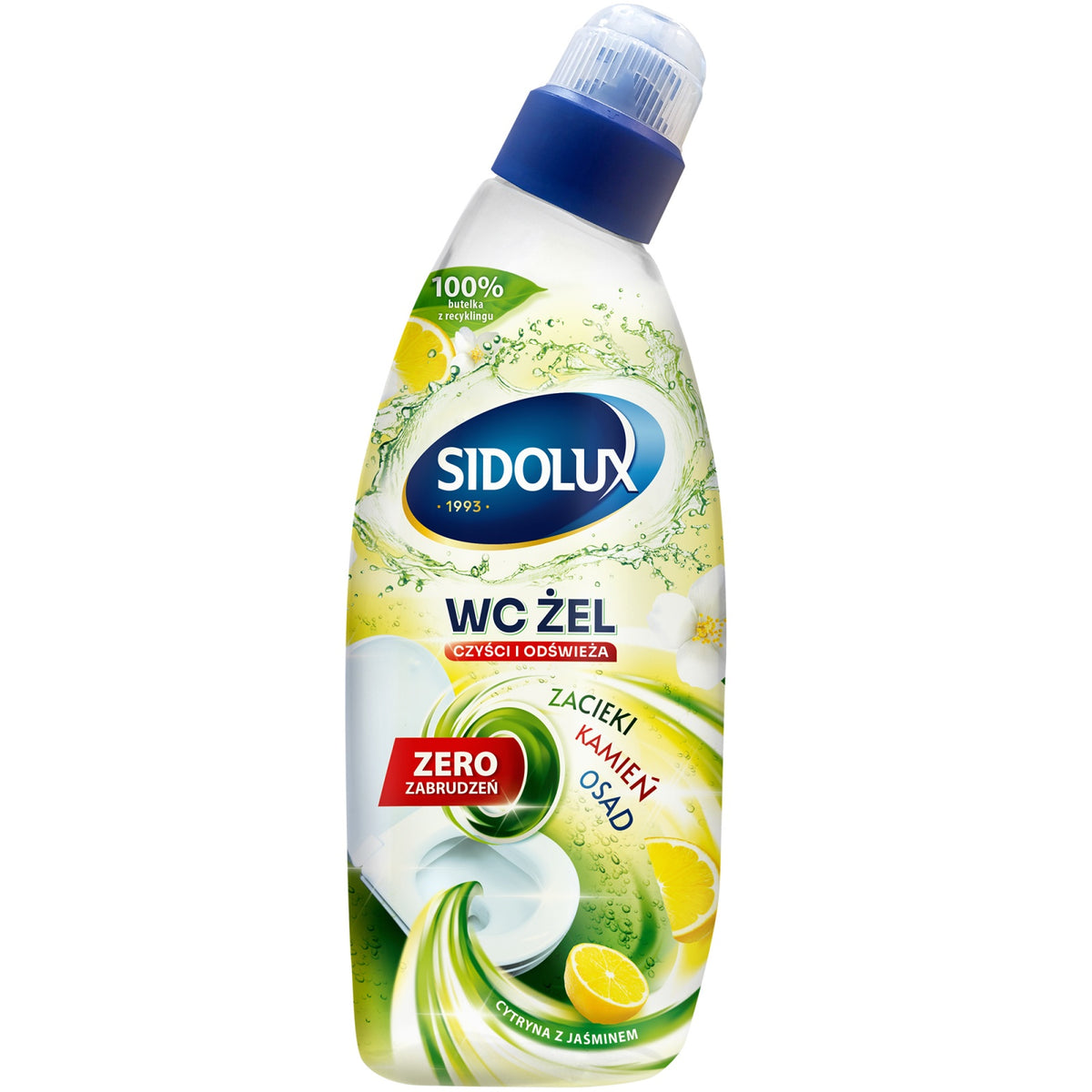 SIDOLUX WC GEL tualeto valymo gelis su citrinų ir jazminų kvapu, 700 ml. 8 vnt. dėžėje.