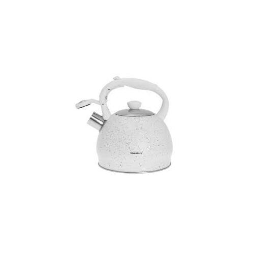 Švilpiantis arbatinukas, 2 l, balto marmuro spalvos su balta rankena Kinghoff KB 7319