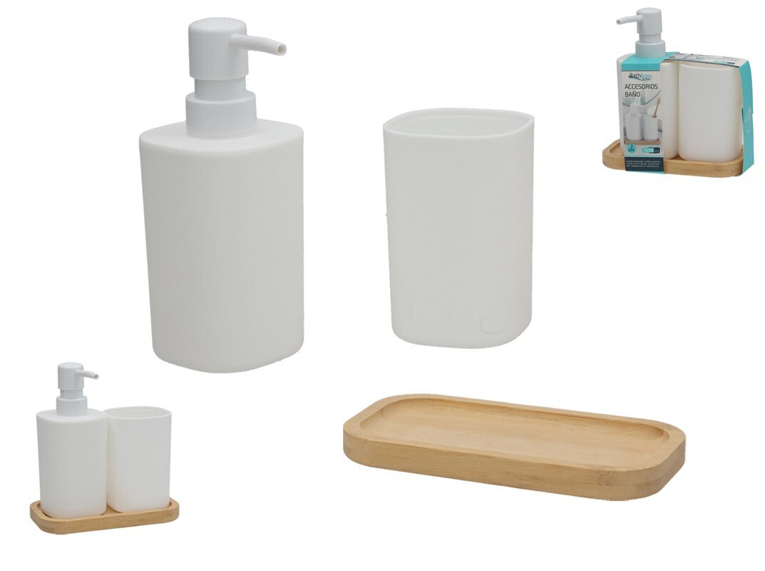 Muilo dozatoriaus ir dantų šepetėlių laikiklio rinkinys, baltas, 9.00 x 16.00 x 18.00, BATH&GO