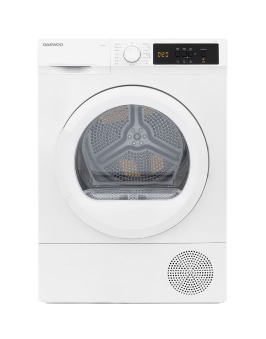 Daewoo DDR VH8A/E džiovyklė, šilumos siurblys, 8 kg, nerūdijančio plieno talpa, stiklinės durelės, E