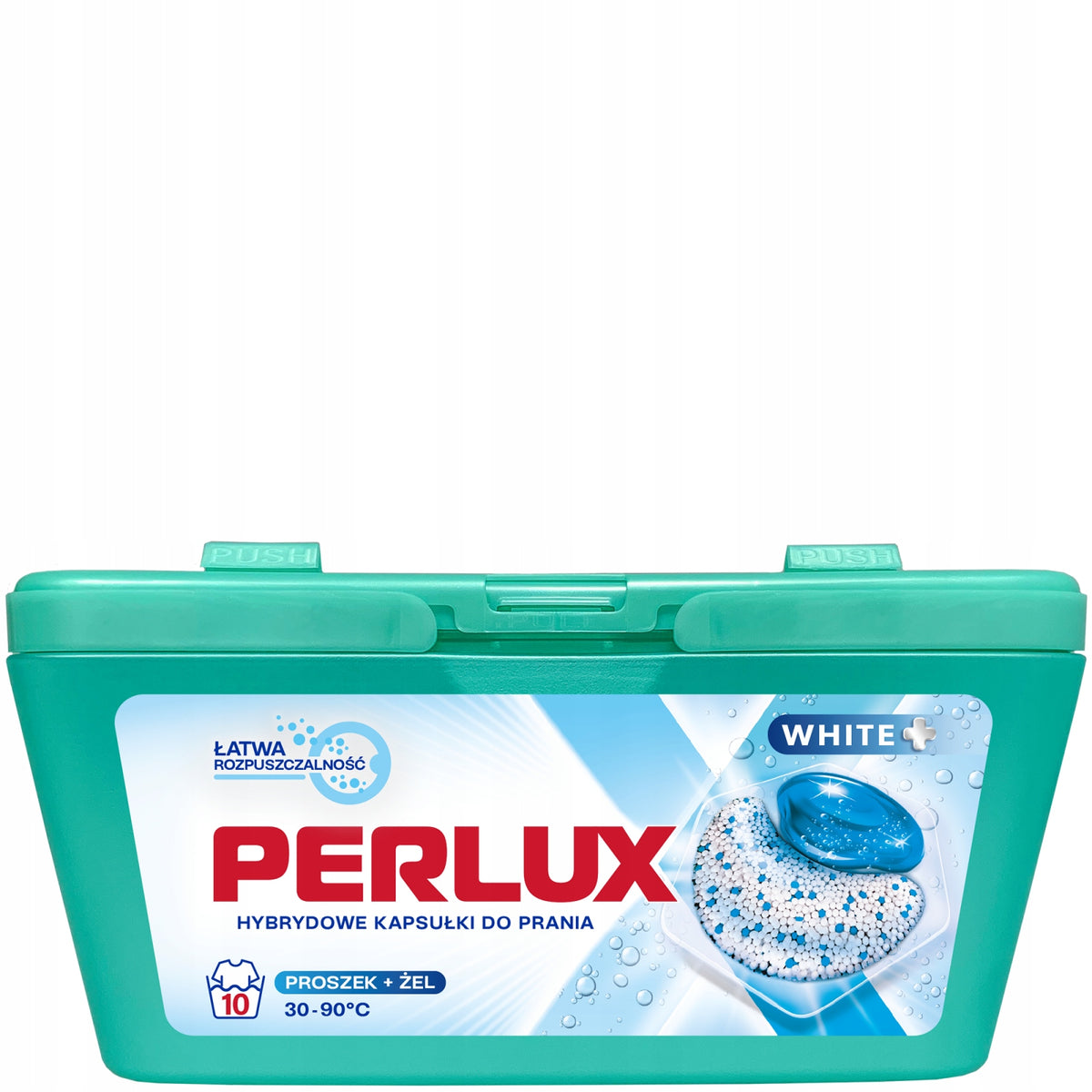 PERLUX skalbimo kapsulės baltiems audiniams, 10 vnt. Dėžėje 8 pakuotės.