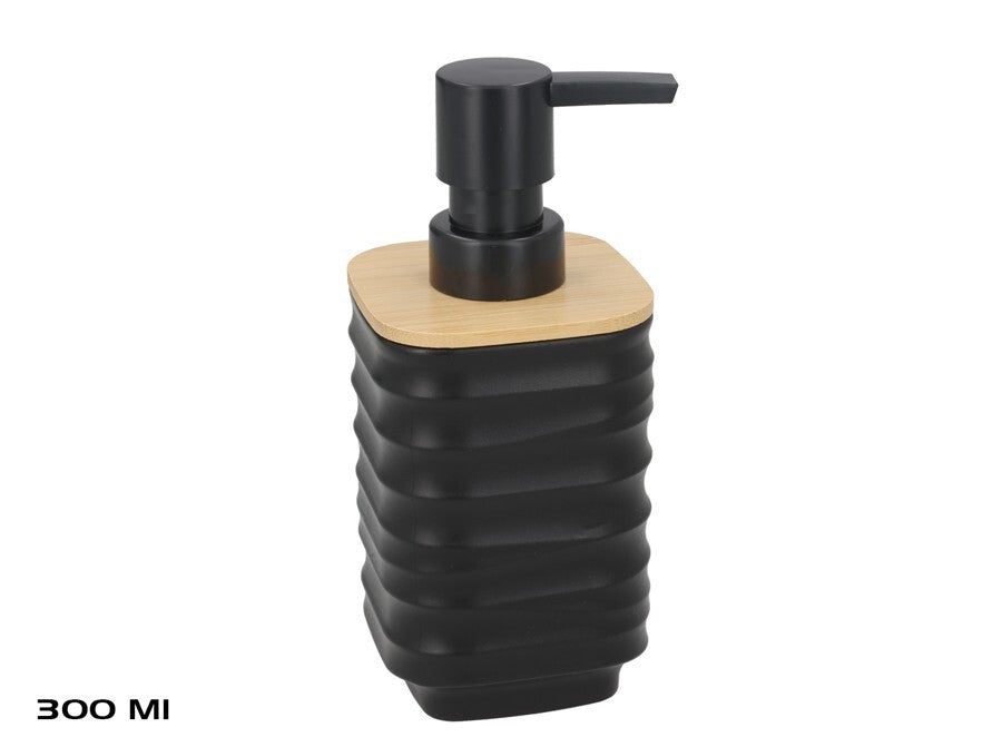 Muilo dozatorius, juodas su bambuku, 300 ml, 7.00 x 8.00 x 15.50, BATH&GO