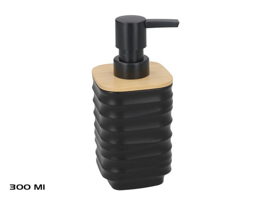 Muilo dozatorius, juodas su bambuku, 300 ml, 7.00 x 8.00 x 15.50, BATH&GO