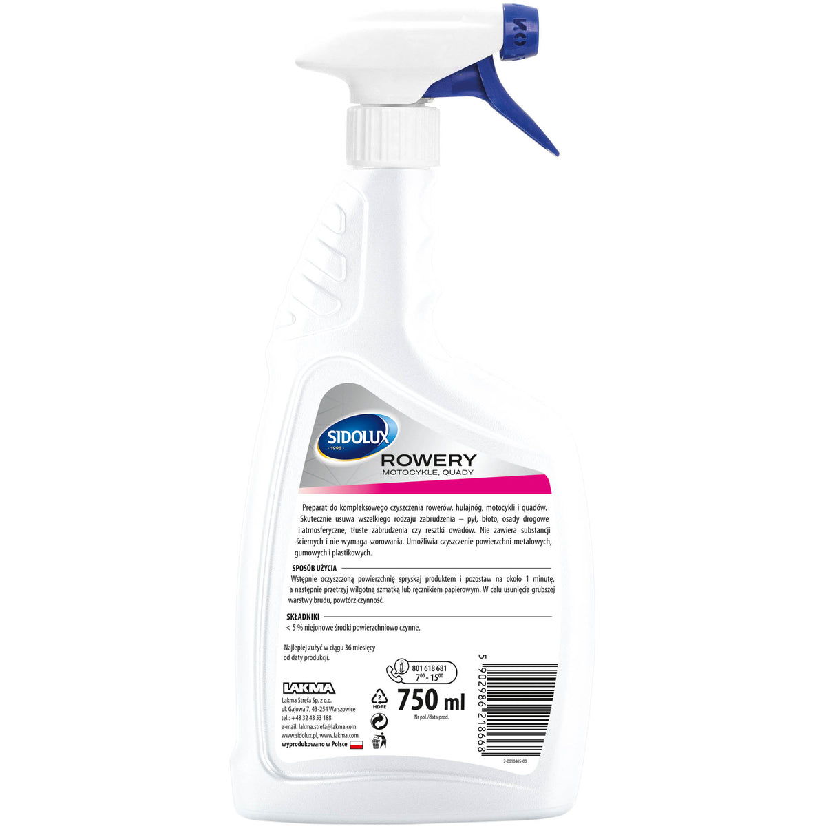 SIDOLUX HOME & GARDEN dviračių, motociklų ir keturračių valiklis, 750 ml. 8 vnt. dėžėje.