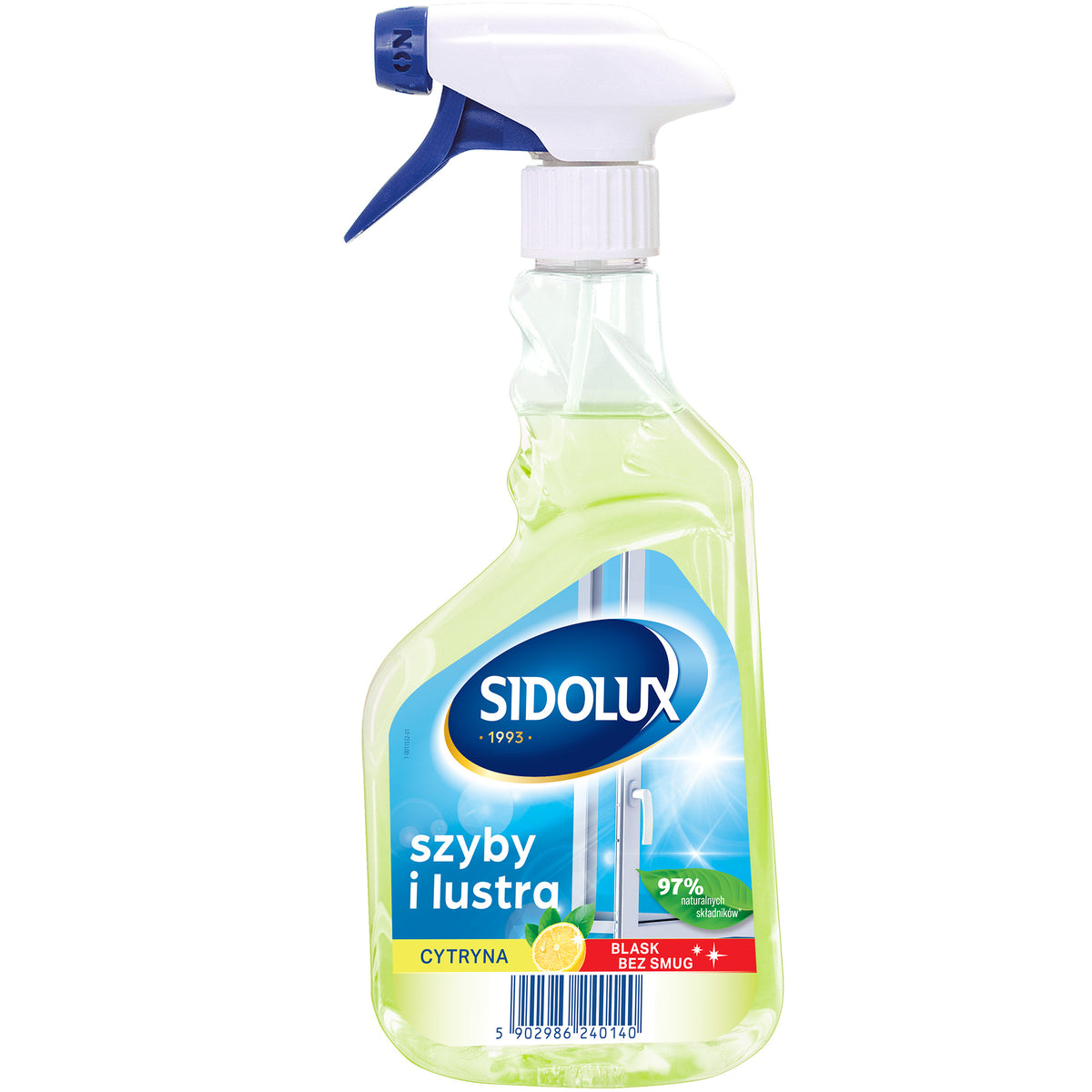 SIDOLUX CRYSTAL stiklų valiklis su citrinų aromatu, 750 ml. Dėžėje 10 vnt.