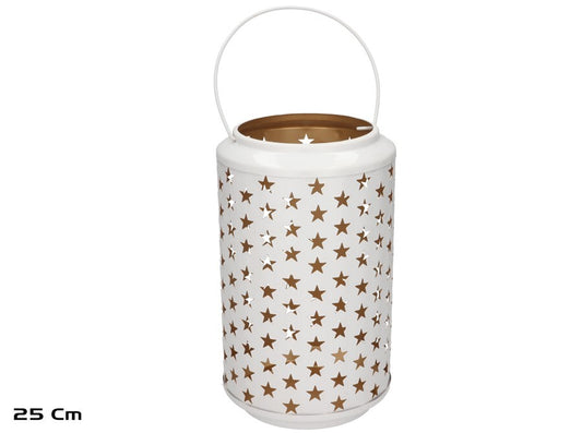 Balta Kora žibintas žvakėms, 25 cm, 15.00 x 15.00 x 25.00, GARDEN ENJOY