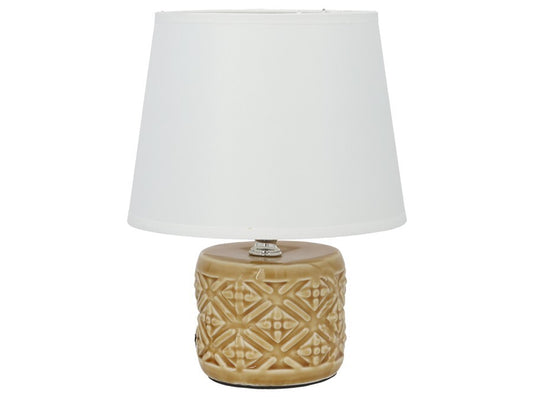 Kreminė keraminė stalinė lempa, 18.00 × 18.00 × 23.00 cm, DECORLIFE