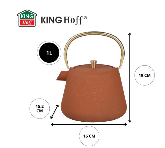 Ketaus arbatinukas su sieteliu, emaliuotas vidus, 1L, KH 1934, Kinghoff