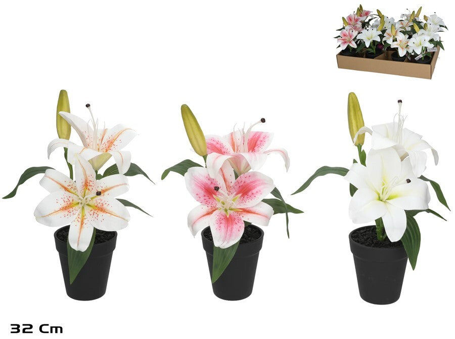 Dirbtinė orchidėja vazone x3 – 32 cm, 22x22x32 cm, LITO