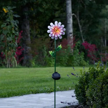 Saulės energija įkraunamas LED sodo šviestuvas „Rožinė ramunė“, 81 cm