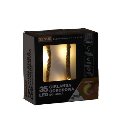 Saulės energija maitinama LED girlianda, 35 LED, 4 m, šilta balta