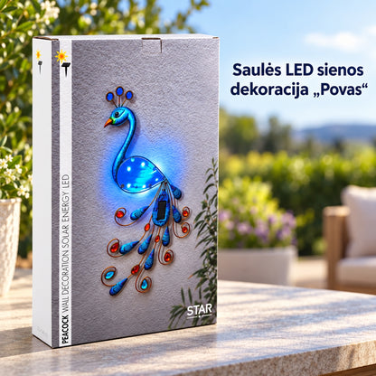 Sienos dekoracija „povas“ su saulės panele ir LED apšvietimu