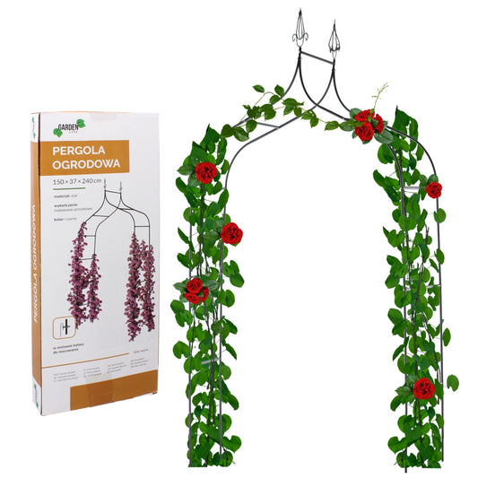 Sodo pergola augalams 150 × 37 × 240 cm, metalinė, juoda