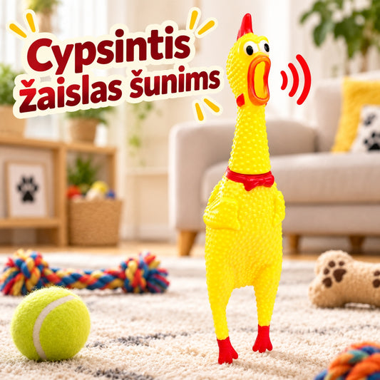 Spaudžiamas garsinis žaislas „Rėkianti višta“
