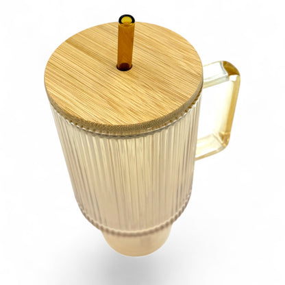 Stiklinis puodelis su šiaudeliu "BAMBOO"