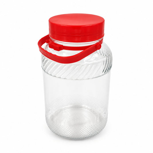 Stiklinis stiklainis su dangteliu ir rankena, 5 l