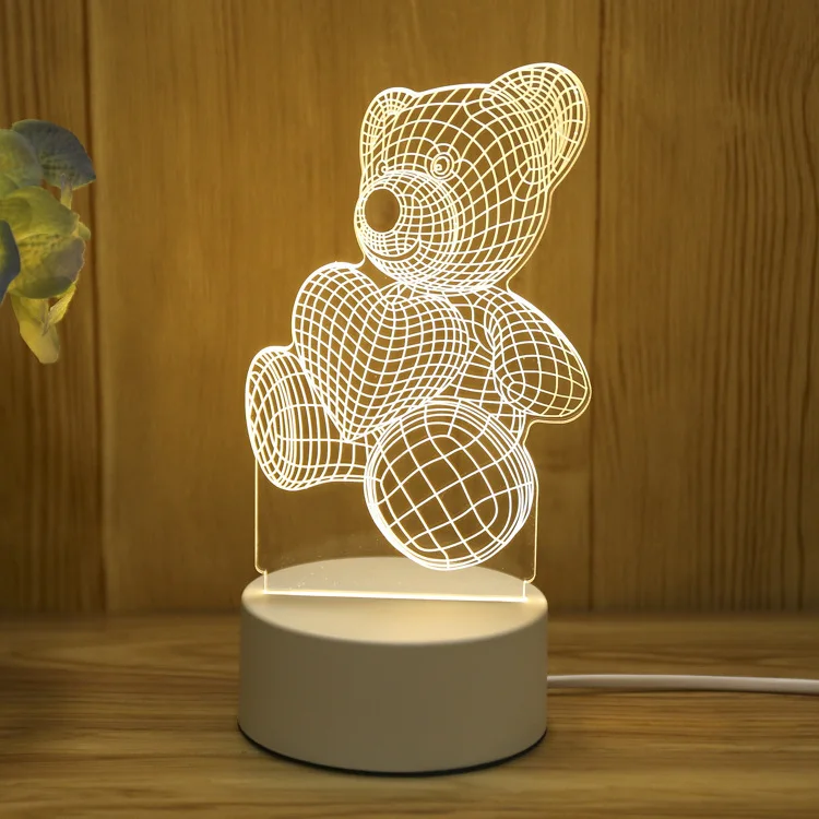 Šviečianti 3D LED Dekoracija - Meškiukas