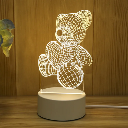 Šviečianti 3D LED Dekoracija - Meškiukas
