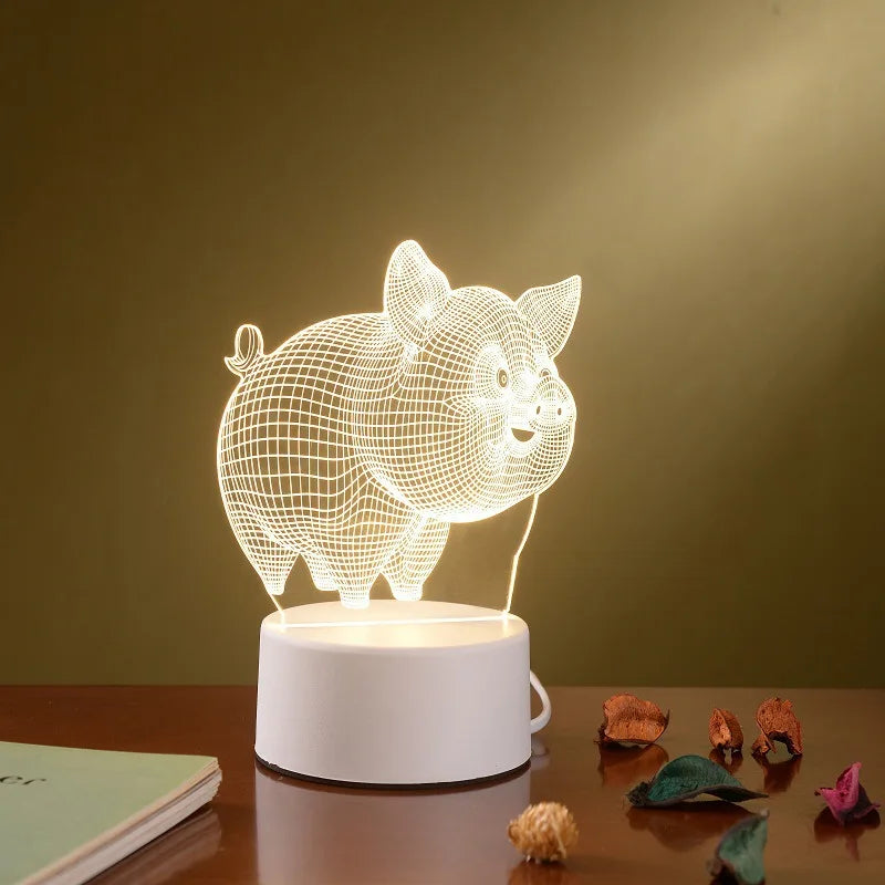 Šviečianti 3D LED Dekoracija - Paršiukas