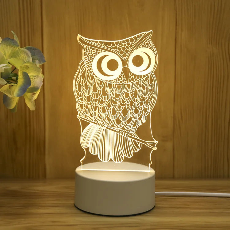 Šviečianti 3D LED Dekoracija - Pelėda