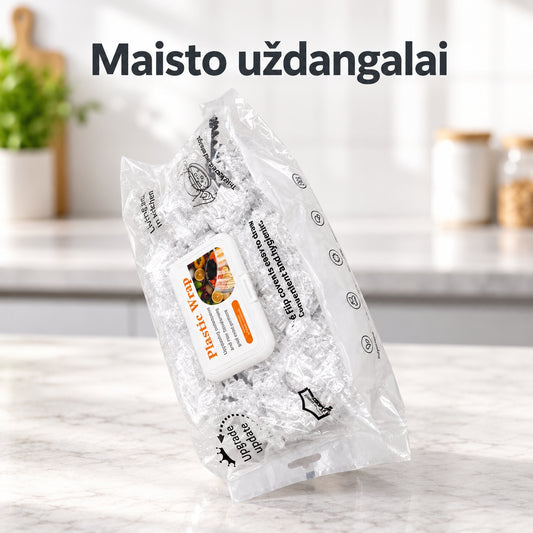 Tamprūs maisto uždengimo dangteliai su elastine juosta