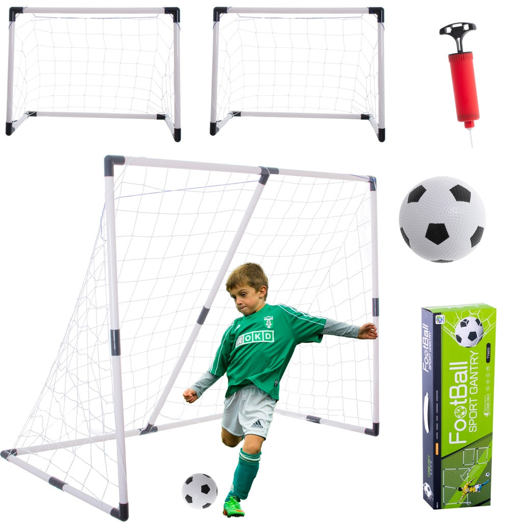 Vaikiški futbolo vartai 2in1 – dideli arba du mažesni (143 × 110 × 70 cm)