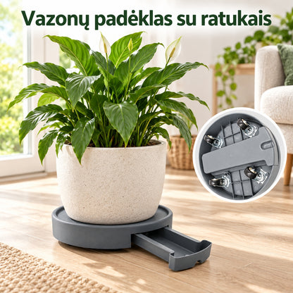 Vazono padėkliukas su ratukais 32 × 6 cm
